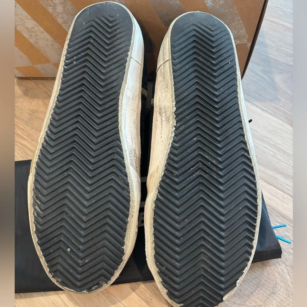 Golden Goose Slide- Black Suede Sneakers Distressed Look Lace-Up - Picture 9 of 9